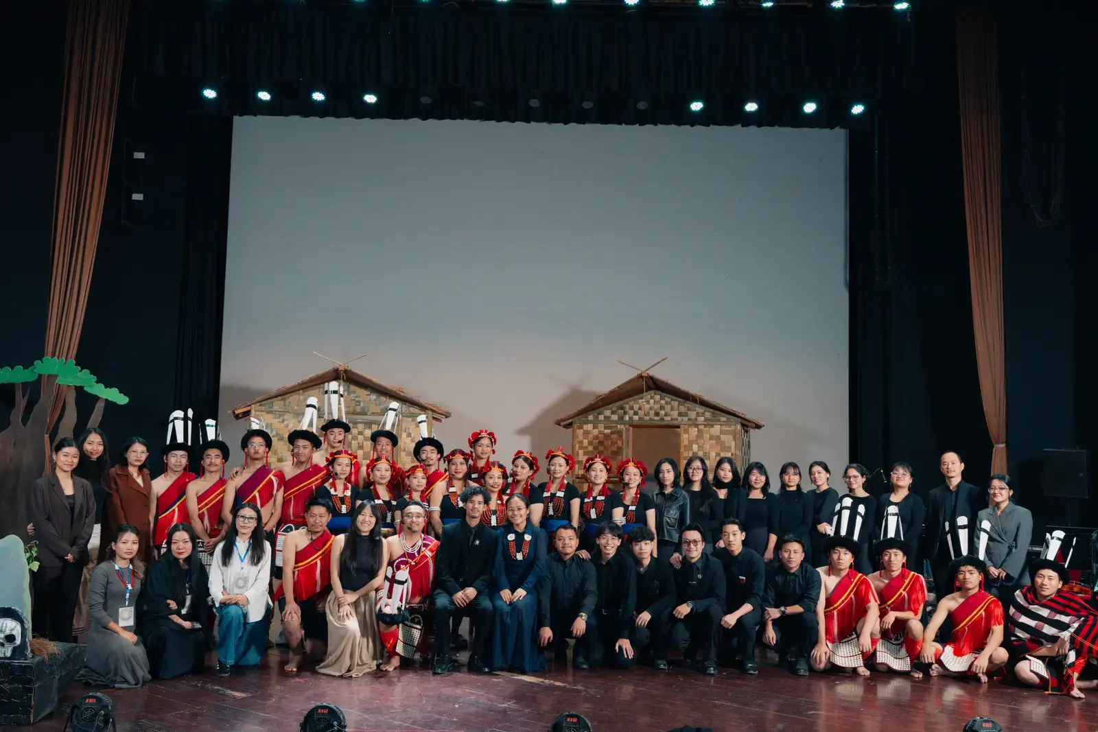 Opening tableau — the Sümi village stirs before dawn, A Winter Night's Dream, Kohima staging.